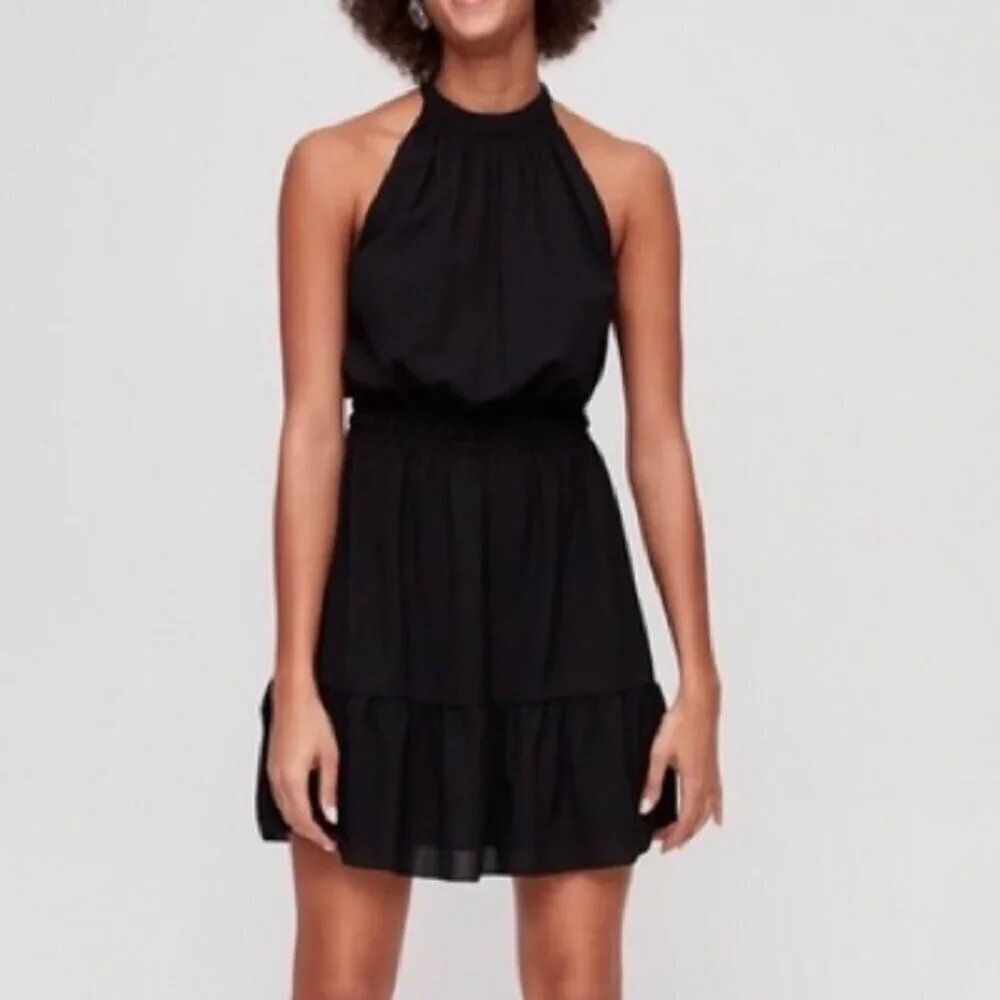 Aritzia Wilfred Effet Halter Ruffle Dress Black Size XS